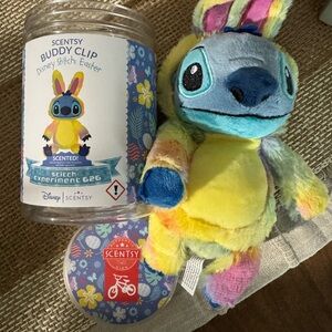 Scentsy Tie-Dye Rainbow Stitch Bunny Buddy Clip Plush
